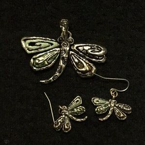 Set of Dragonfly Earrings and Pendant